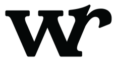 Black lowercase “w” and “r” letters in a stylized serif font on a white background