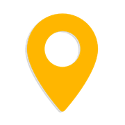 Yellow map location pin icon with a white center circle and drop shadow