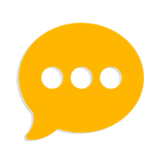 Yellow speech bubble with three white dots, indicating a message or chat icon