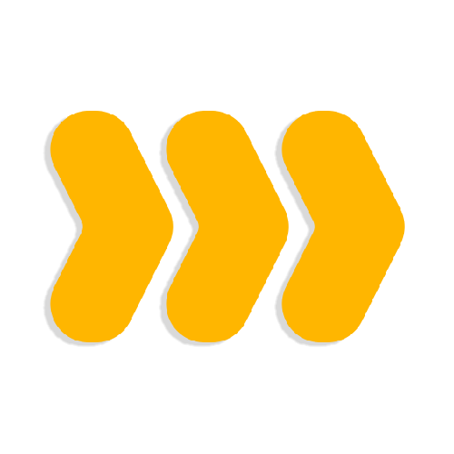 Three orange chevron arrows pointing right on a white background