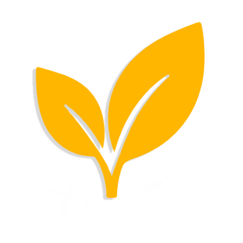 Yellow leaf logo on a white background