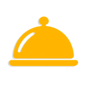 Yellow serving cloche icon with a domed lid and tray base