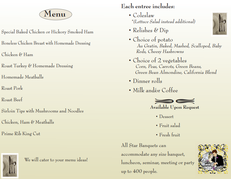 Banquet Hall Menu — La Crosse, WI — All Star Lanes & Banquets Banquet Hall Menu — La Crosse, WI — All Star Lanes & Banquets