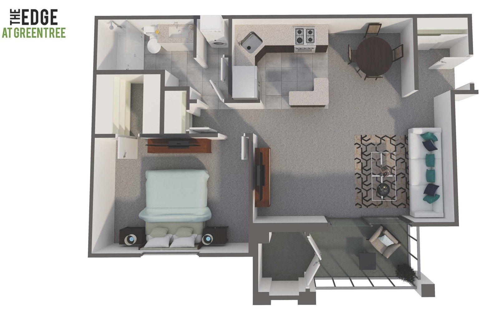 One Bed, One Bath Floor Plan