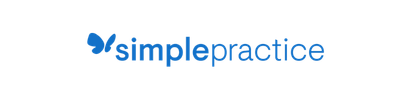 Simplepractice logo in blue on a white background