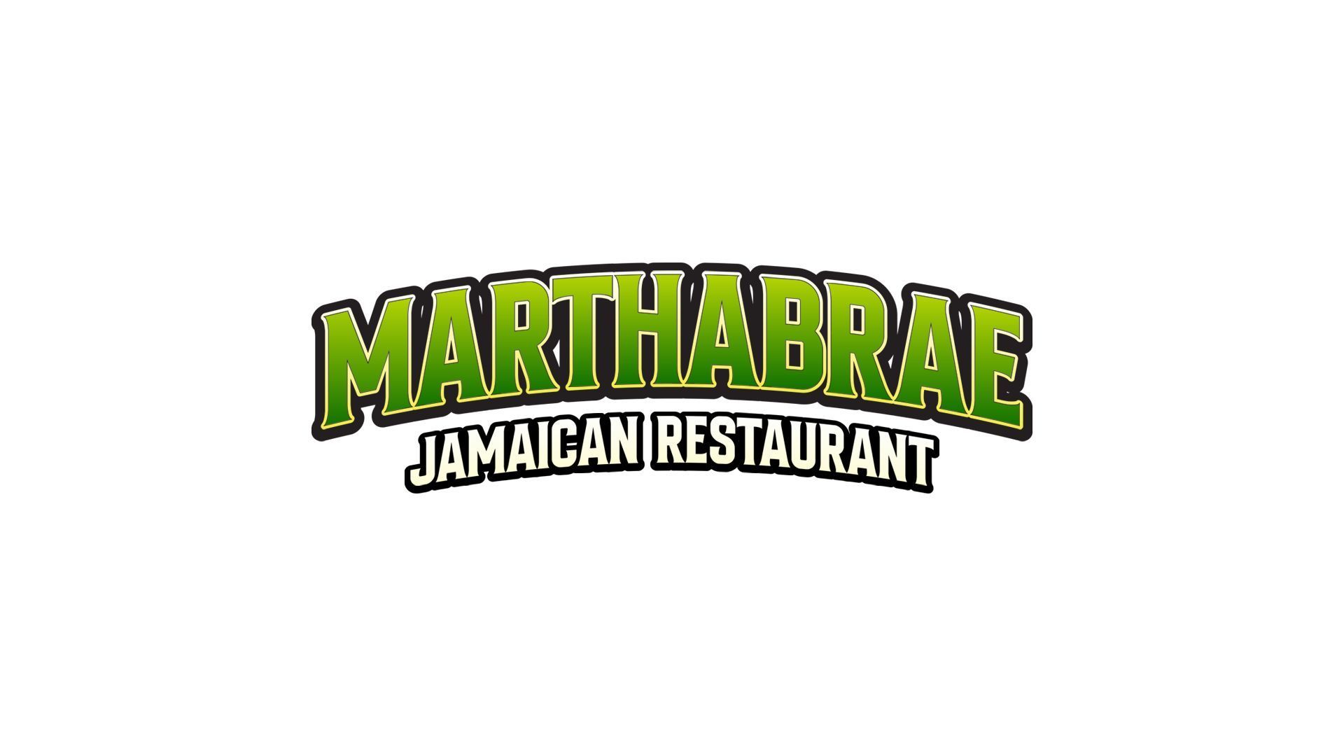 Marthabrae Jamaican Restaurant logo in green and black on a white background