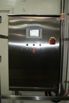 A Stainless Steel Control Panel with A Operating Screen Installed on It — A & J Electrical Contractors in Tamworth, NSW