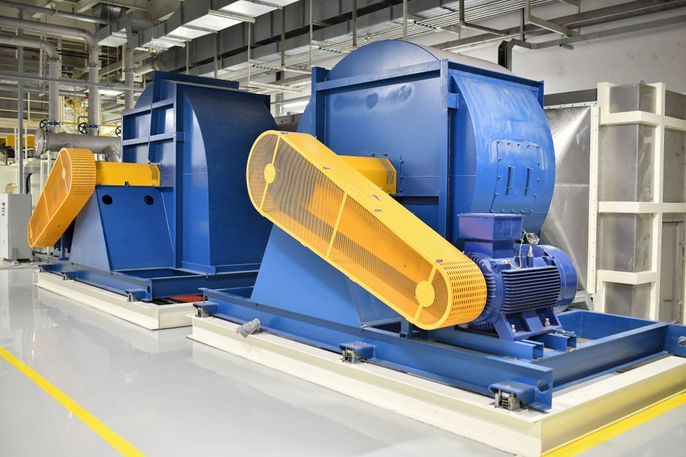 Large Blue Industrial Fan — A & J Electrical Contractors in Narrabri, NSW