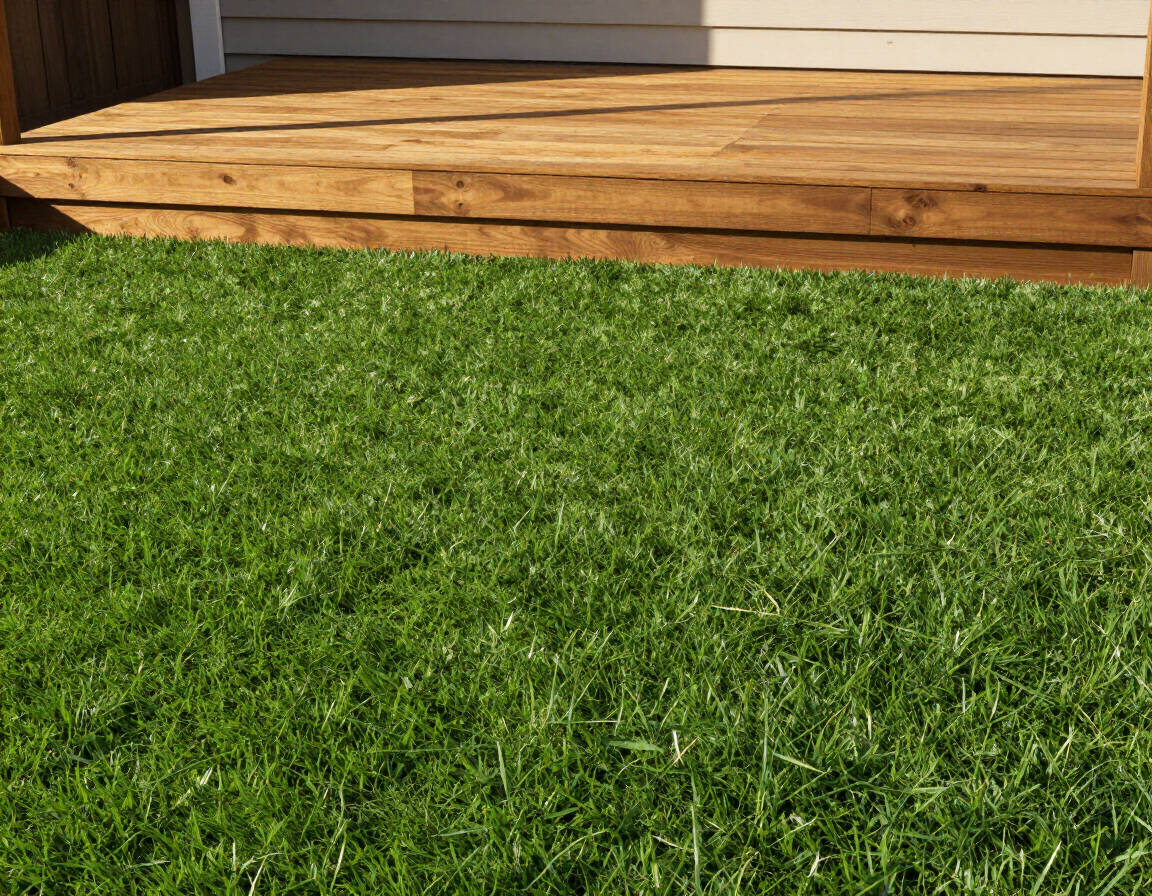 Jardín residencial con pasto sintético recién instalado