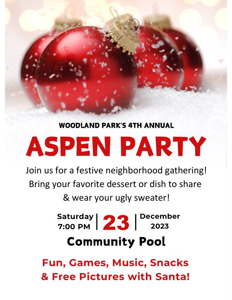 a poster for woodland park 's 4th annual aspen party