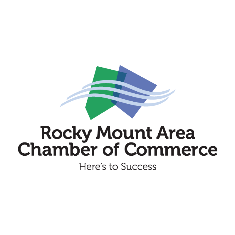 a logo for the rocky mount area chamber of commerce