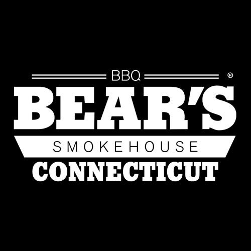 Bear's Smokehouse BBQ logo: white text on black background; 