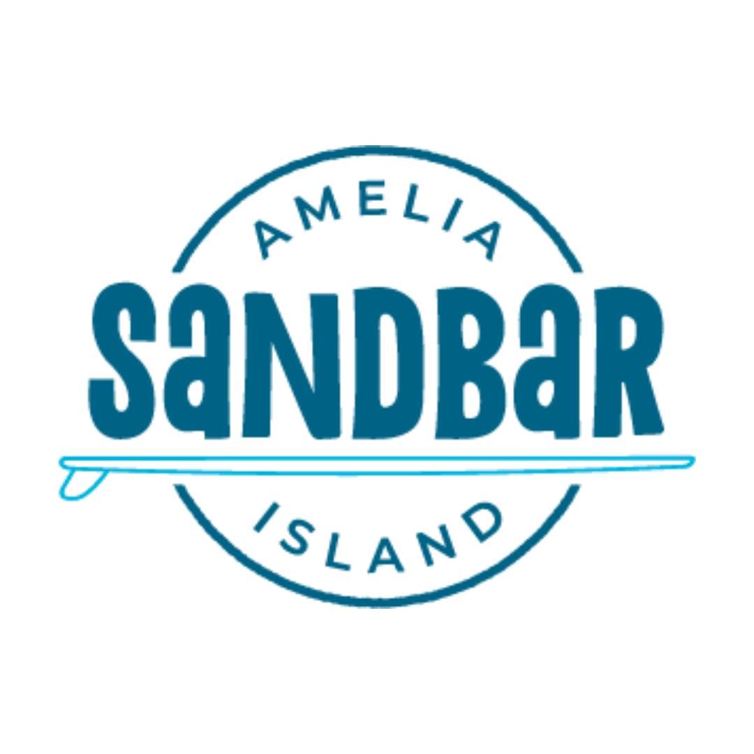 Logo for Amelia Sandbar Island; teal circle with a surfboard.