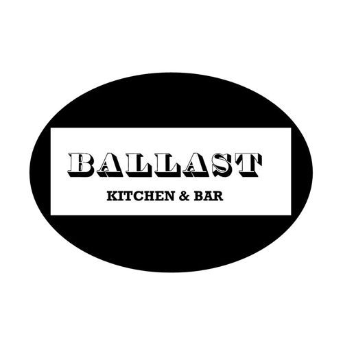 Black oval logo with the name 