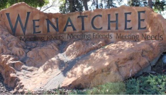 A large rock with the word wenatchee on it