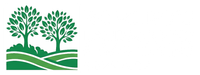 Green logo of two trees above rolling fields and hills