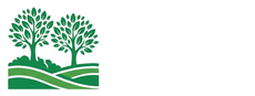 Green logo of two trees above rolling fields and hills