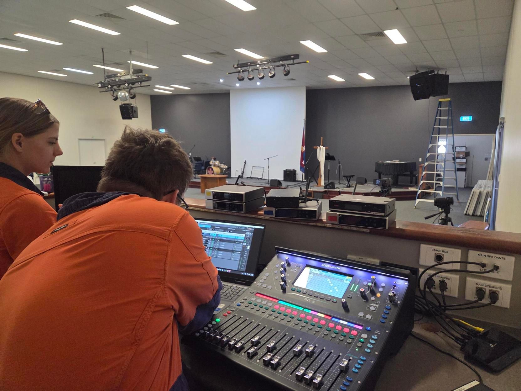 Jendata Technicians commissioning speaker system — Jendata In Garbutt, QLD