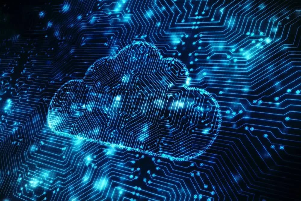 A Cloud is Floating in the Middle of a Blue Circuit Board — Jendata In Garbutt, QLD