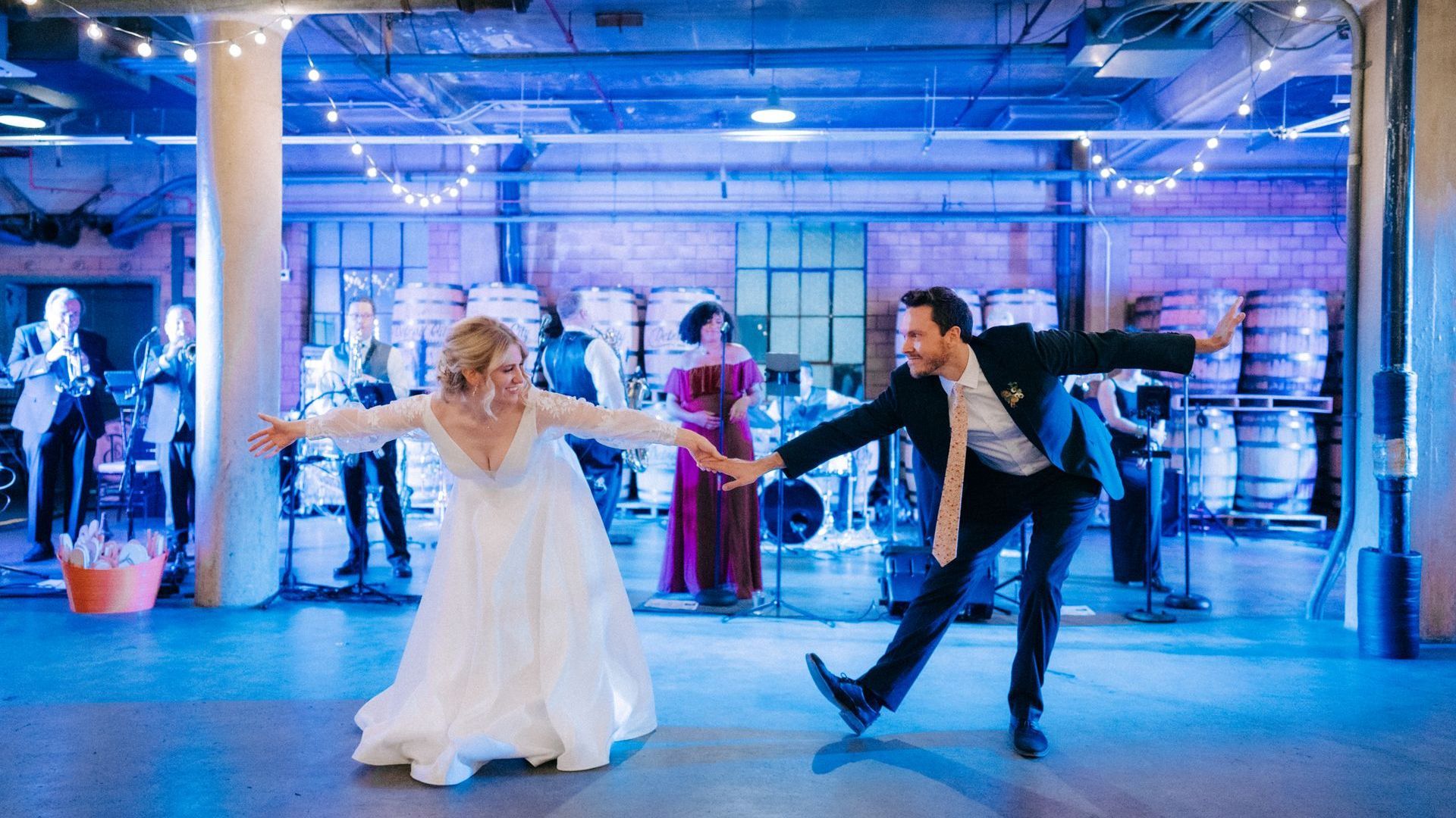 Mainstreet Soul performing wedding first dance, Motown and dance music for Olivia and Tim in October, 2022