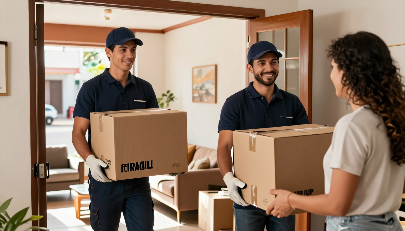 Entrega segura de cajas en un nuevo hogar