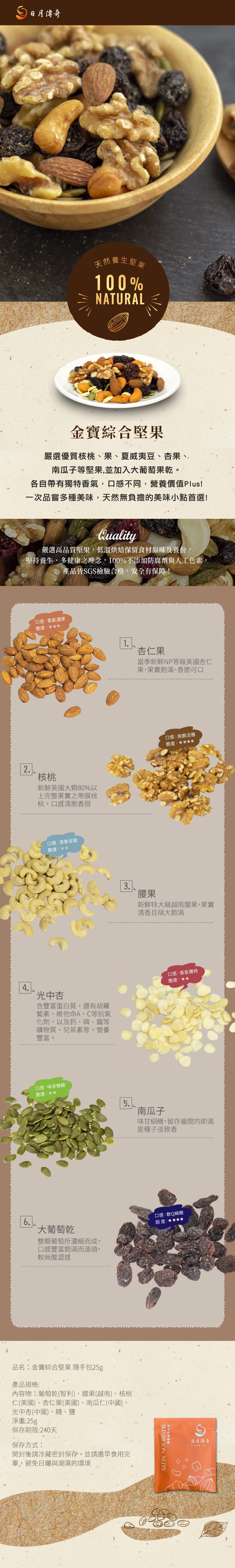【日月傳奇】小金寶綜合堅果小隨身包25G