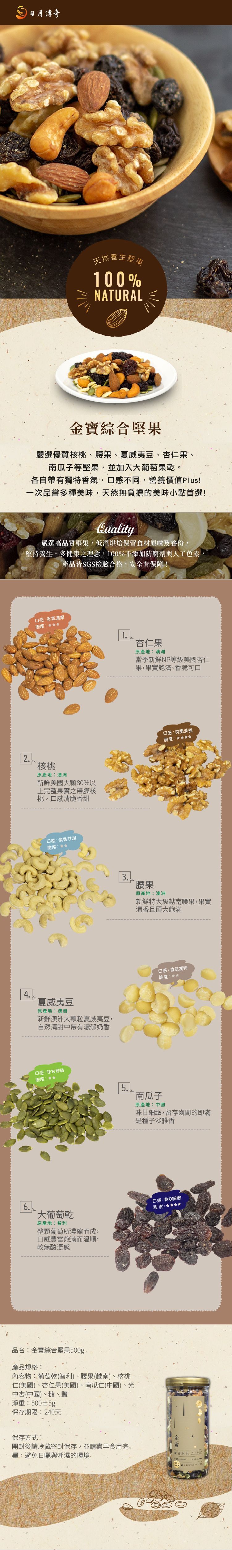 【日月傳奇】 金寶綜合堅果500G