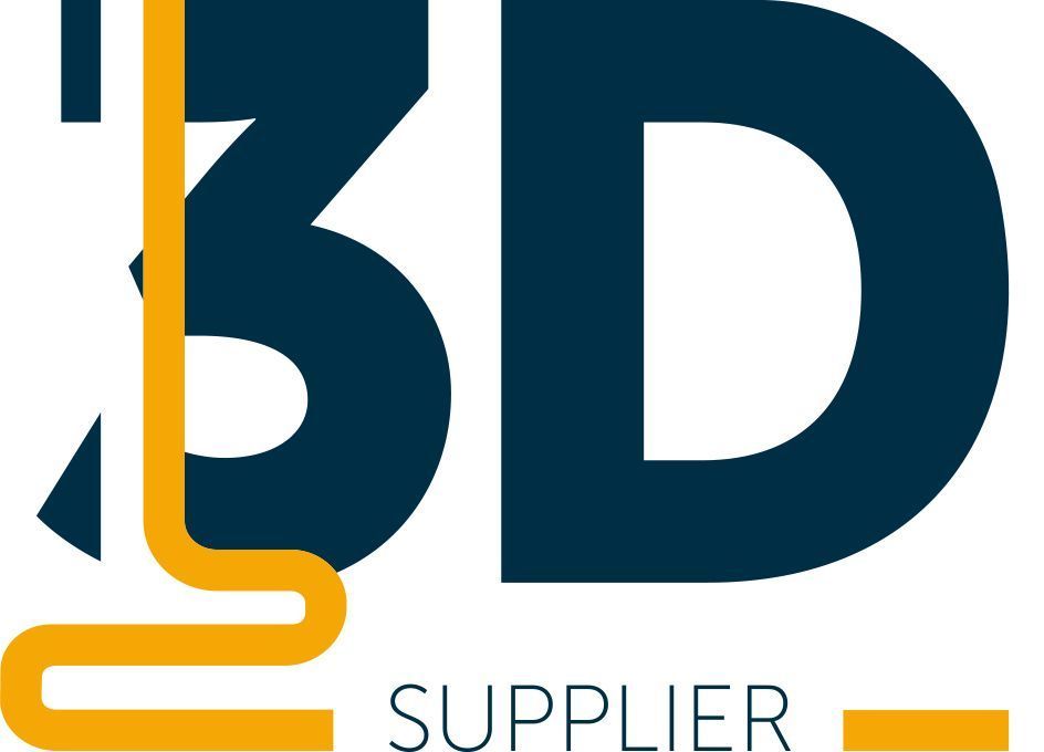 Een blauw en geel logo voor een bedrijf genaamd 3d supplier.