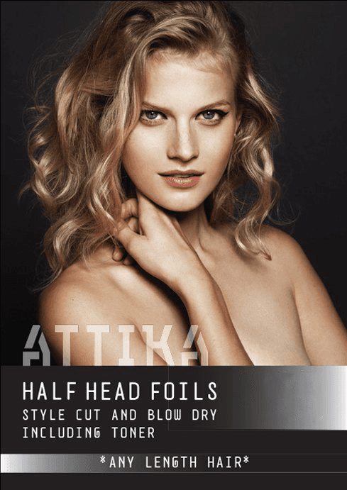 Half head foils style cut and blow dry including toner