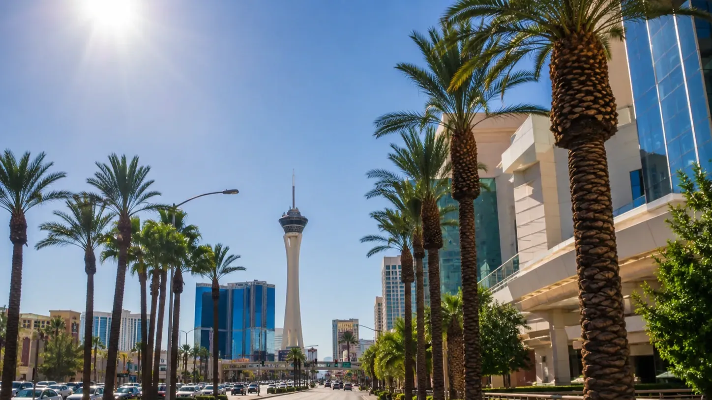 Las Vegas summer skyline highlighting the need for IV hydration and wellness support.