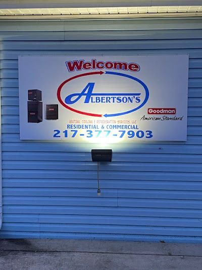 A sign that says welcome albertson 's on it