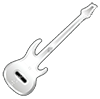 White electric guitar icon on a plain background, angled diagonally upward.