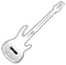 White electric guitar icon on a plain background, angled diagonally upward.