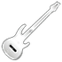 White electric guitar icon on a plain background, angled diagonally upward.