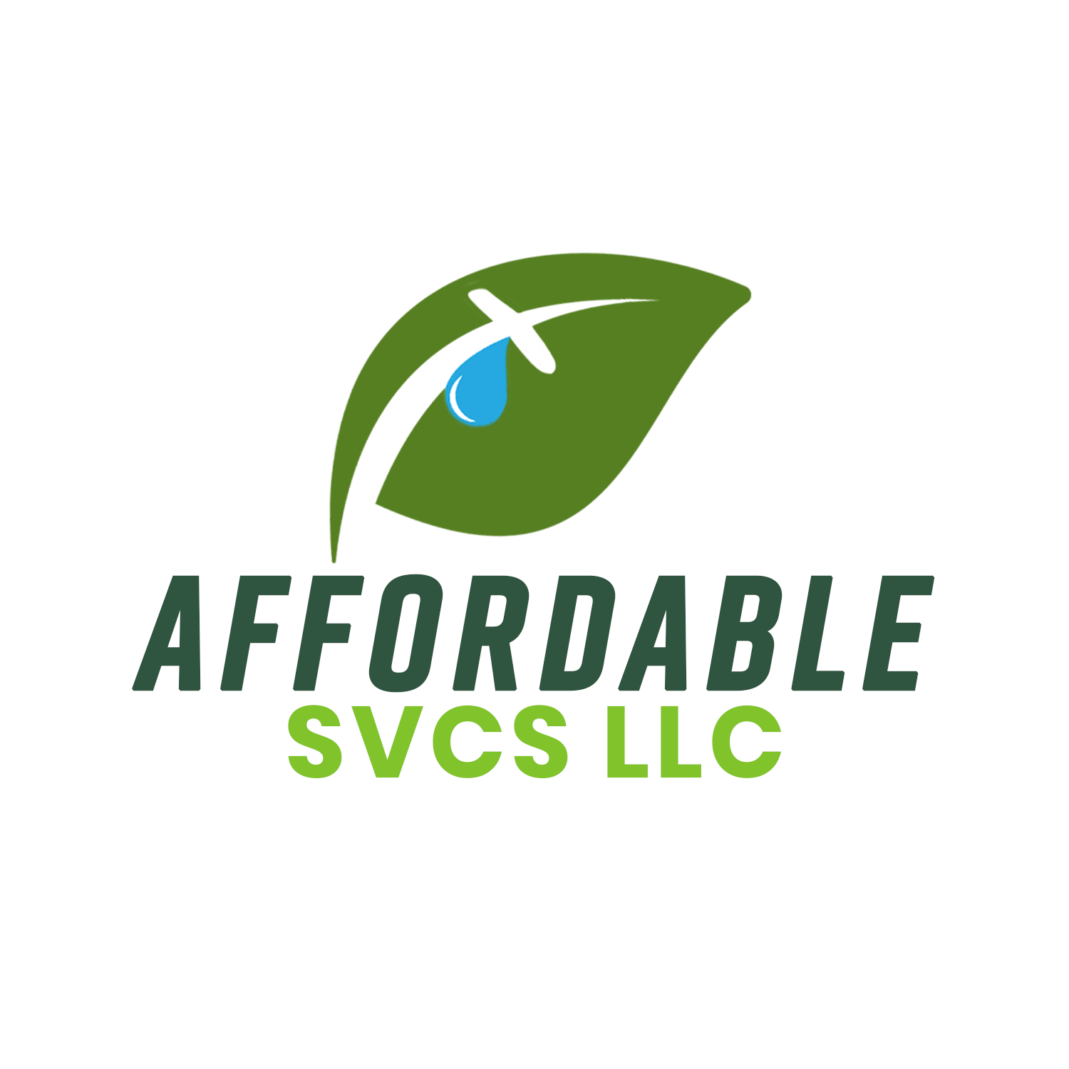 Affordable SVCS LLC logo with green leaf and blue water drop on white background