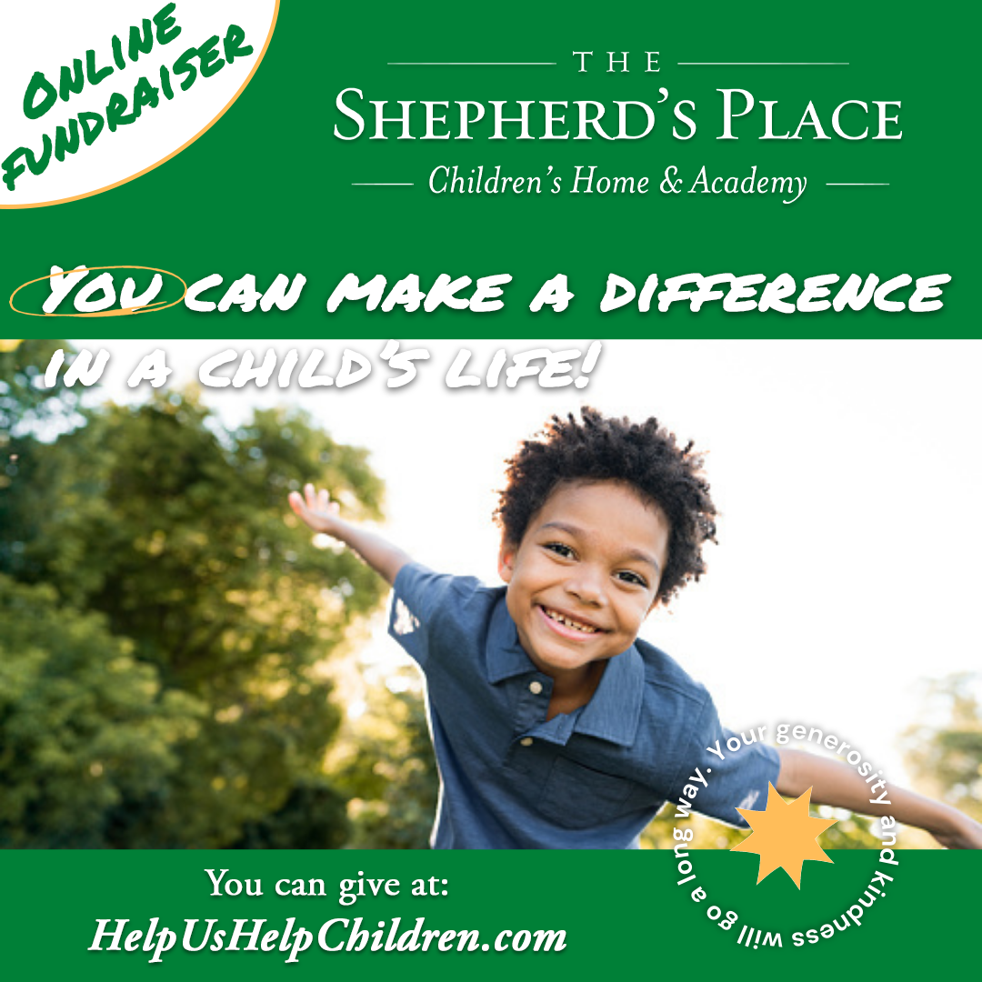 Shepherd’s Place online fundraiser banner with smiling child and “You can make a difference” message