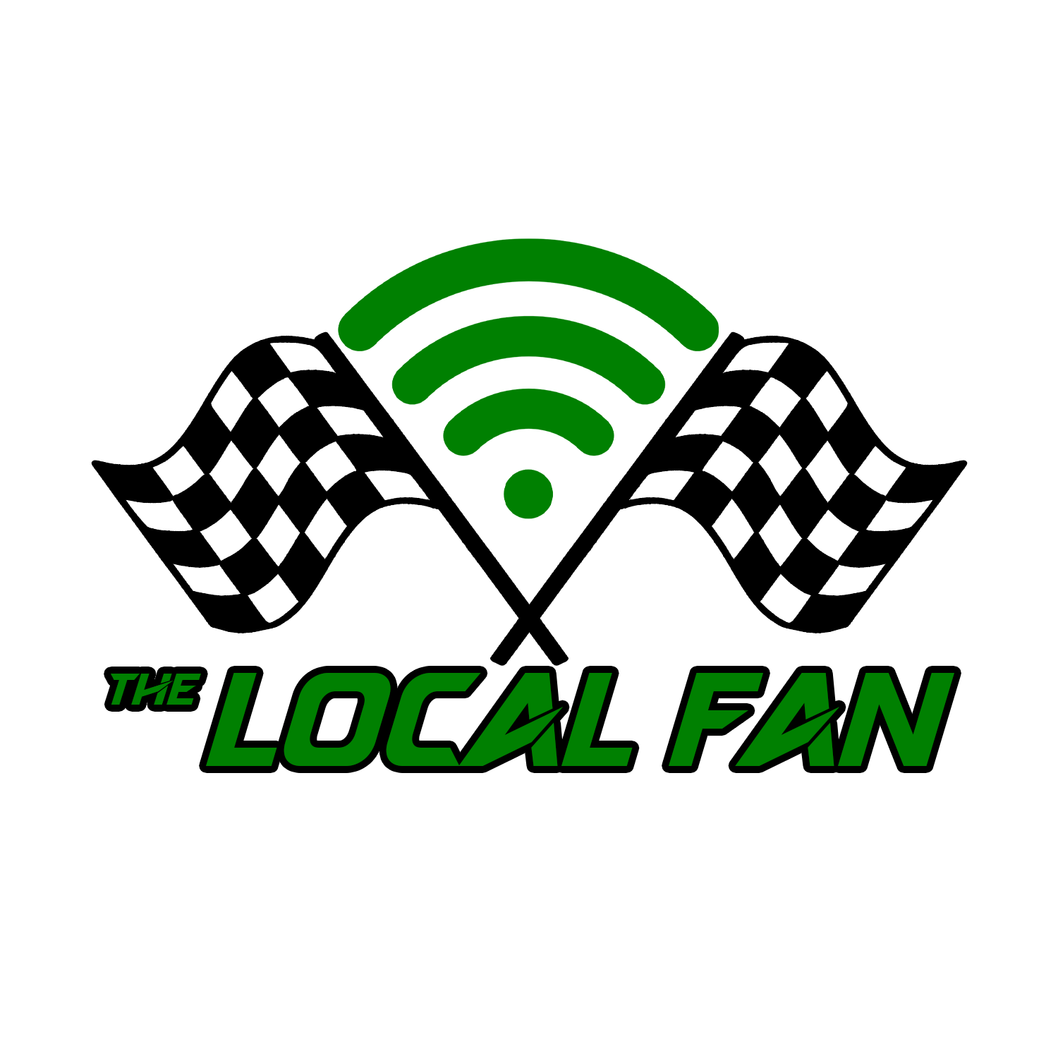 The Local Fan logo with green Wi‑Fi signal above crossed black-and-white checkered flags
