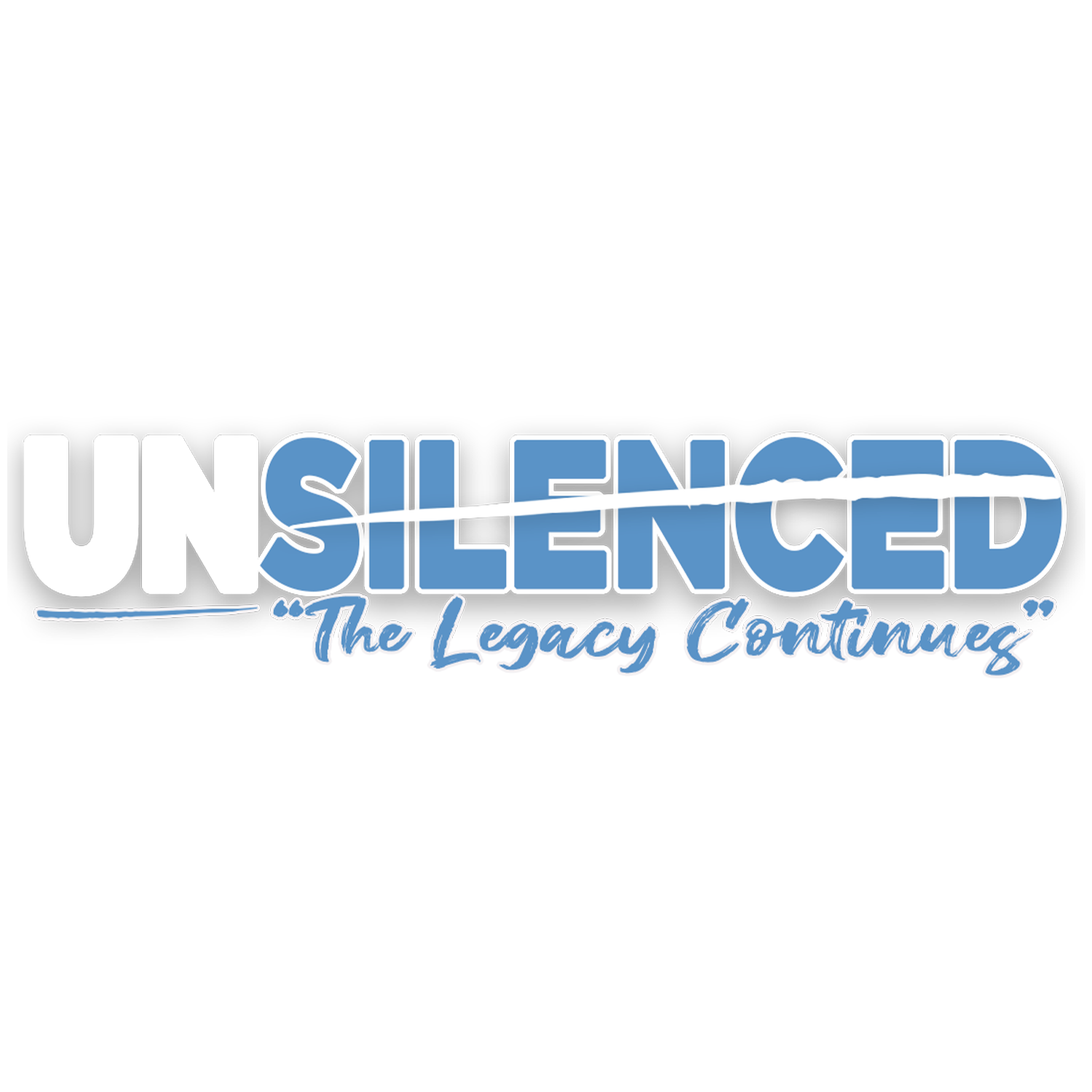 Logo reading “UNSILENCED” in blue and white with the tagline “The Legacy Continues” below