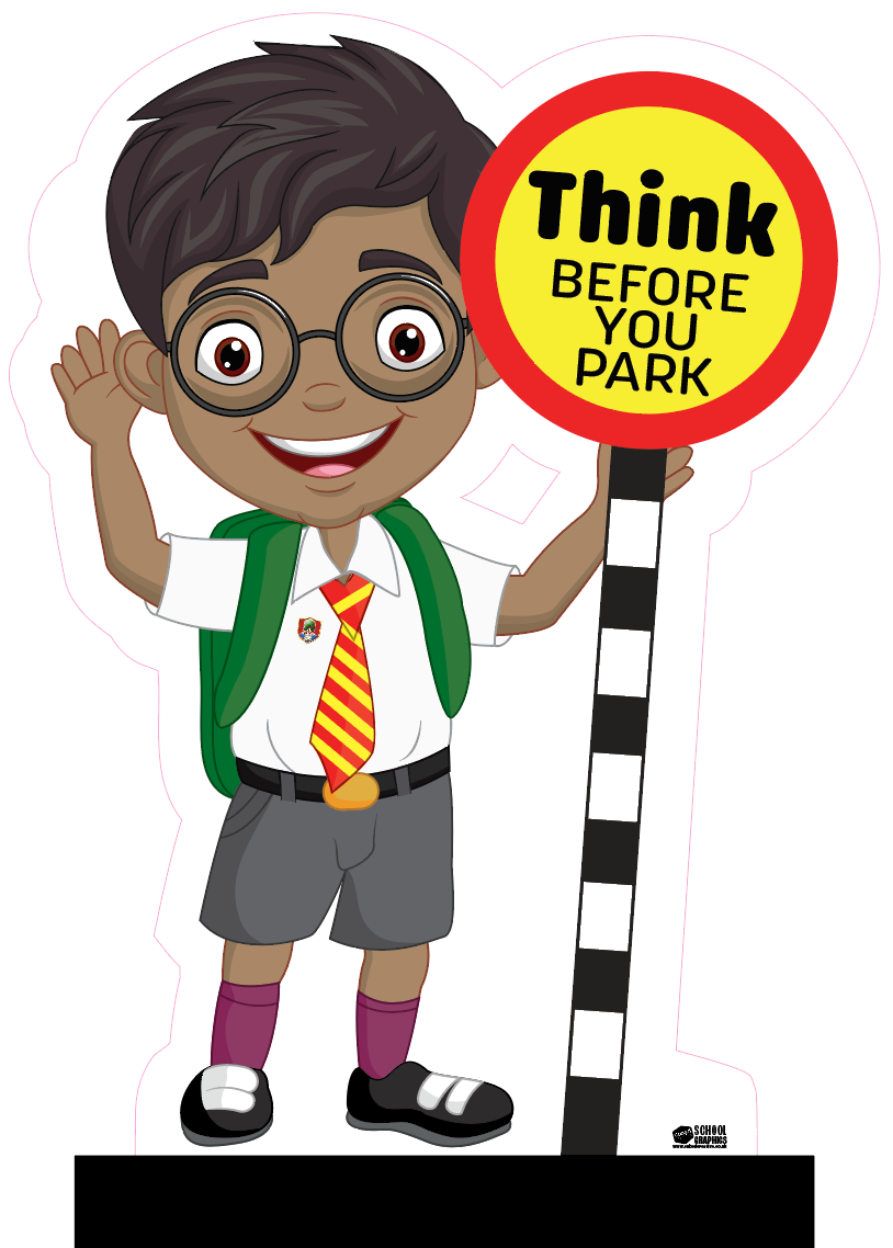 school parking sign character boy design
