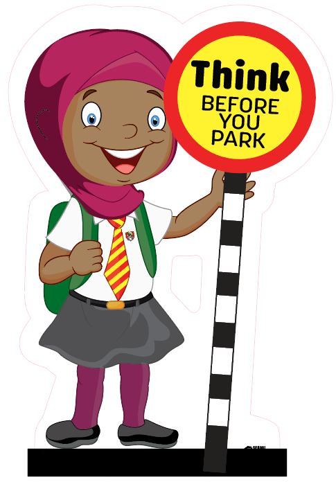 school parking sign character girl design
