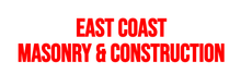 East Coast Masonry & Construction Red logo reading “EAST COAST MASONRY & CONSTRUCTION” on a light background