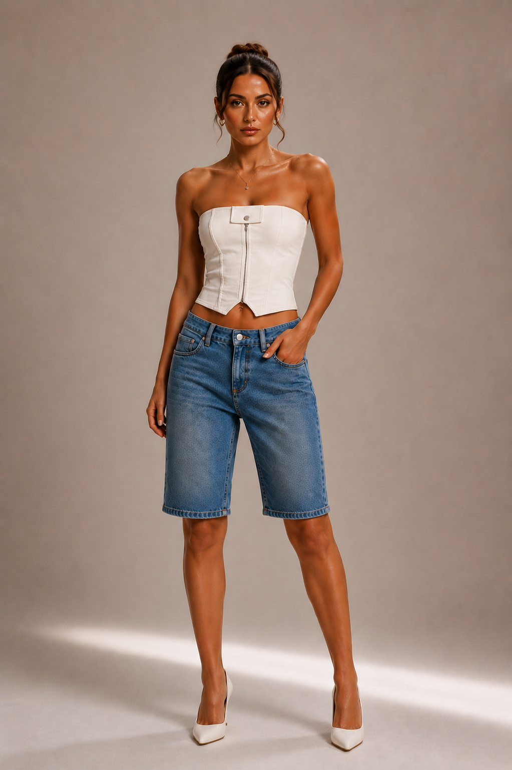 Ivory Sculpt Denim Set
