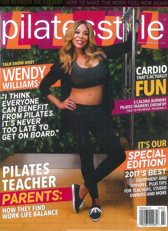 Wendy Williams on the cover of Pilates Style Magize issue with featured article My Favorite Cardio Workout