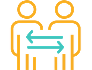 Two people with arrows icon
