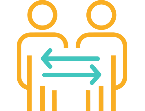 Two people with arrows icon