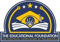 Logo of The Educational Foundation of The Electrical Association of Philadelphia, featuring a mortarboard, open book, and lightning bolt.