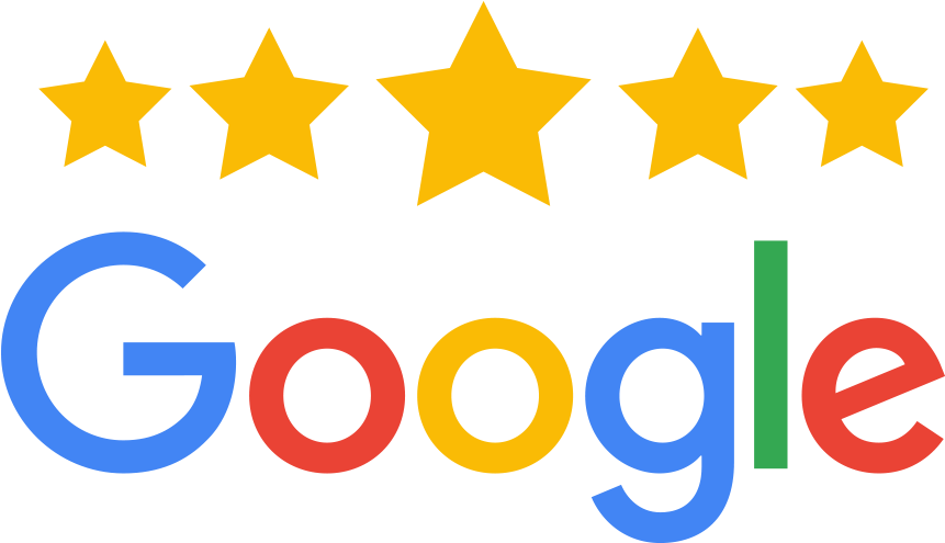 A google logo with five stars on it.