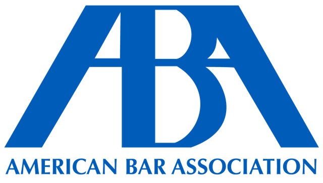 A blue logo for the american bar association