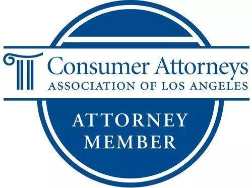 The logo for the consumer attorneys association of los angeles attorney member.