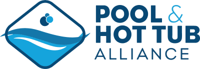 Logo of Pool & Hot Tub Alliance with a blue water wave design.